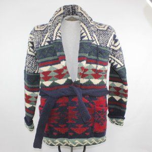 Ralph Lauren Country Wool Hand Knit Southwestern Robe Jacket Coat Cardigan Small